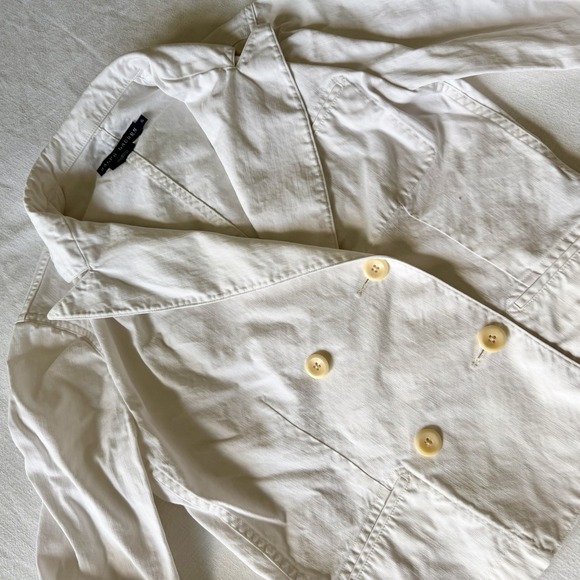 Vintage 2000's Ralph Lauren Cotton Blazer Cropped Jacket Sz 6 White Wide Lapel - Picture 6 of 12
